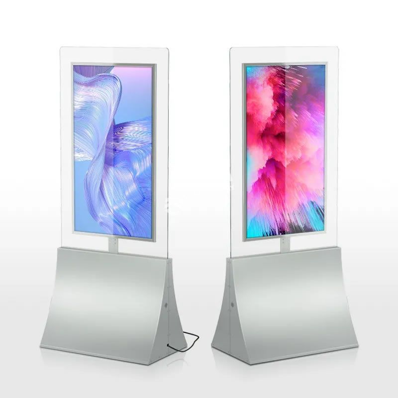 Clear 8mm Glass Frame 55" Digital Display Multi Media Player Dual Screens